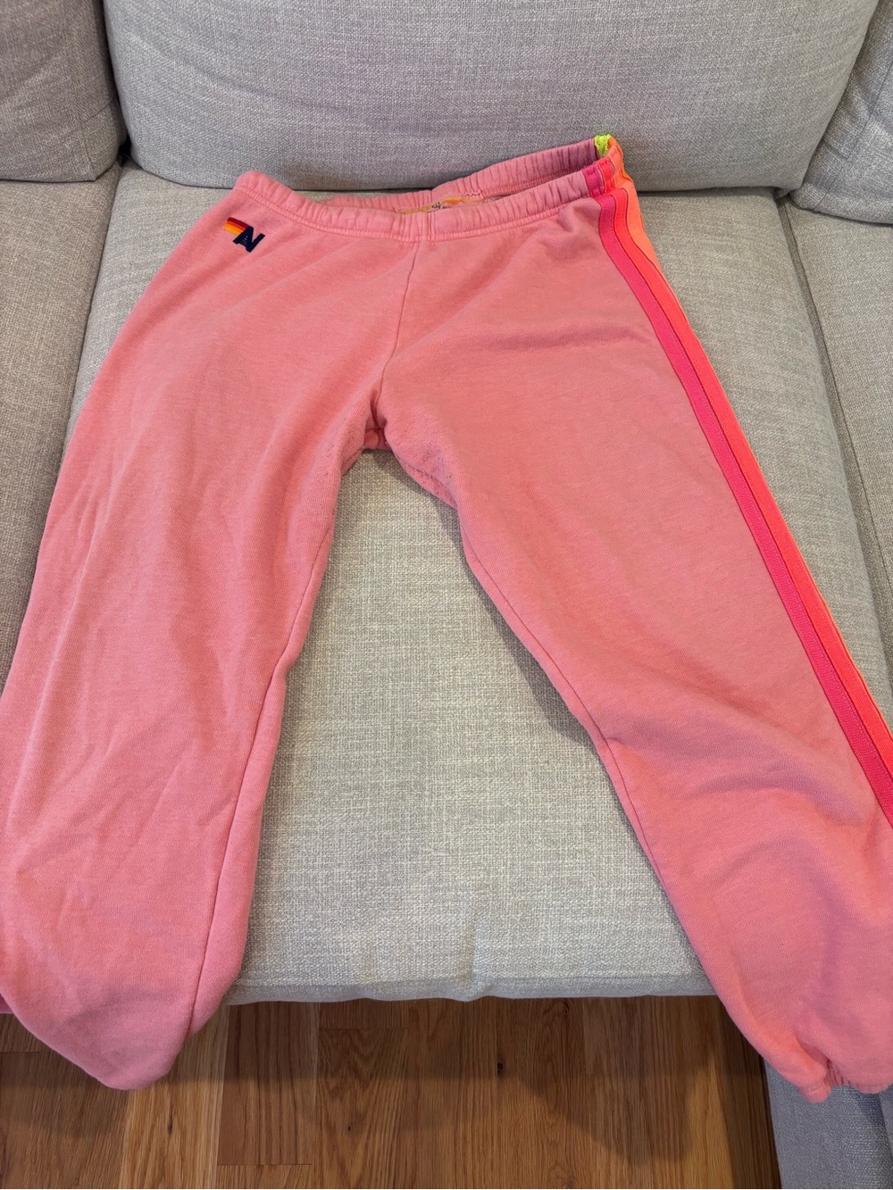 Aviator Nation Pink Sweatpants with Neon Side Stripes